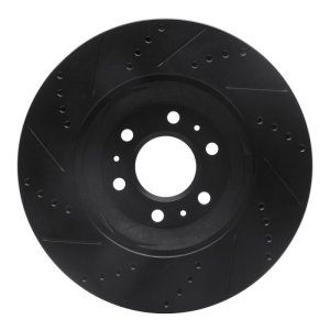Cadillac SRX Brake Rotor (1) - Front Right - R1 Concepts - Drilled & Slotted - Black - `04-`09